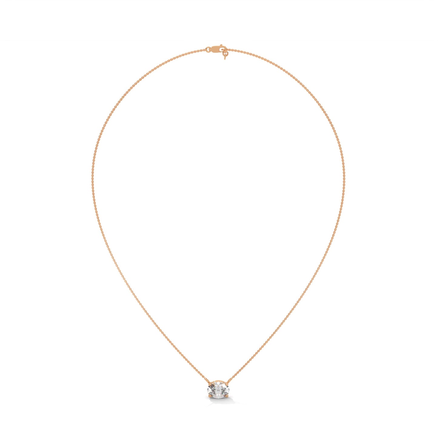 Oval-Cut Diamond Pendant Necklace 2.00ct E-VS1 | 14K Gold | 16”&18” Chain