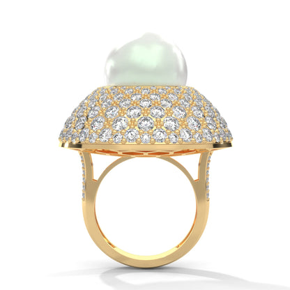 Celestia 5.88 CTW Lab-Grown Diamond & Pearl Halo Ring | 14K & 18K Gold