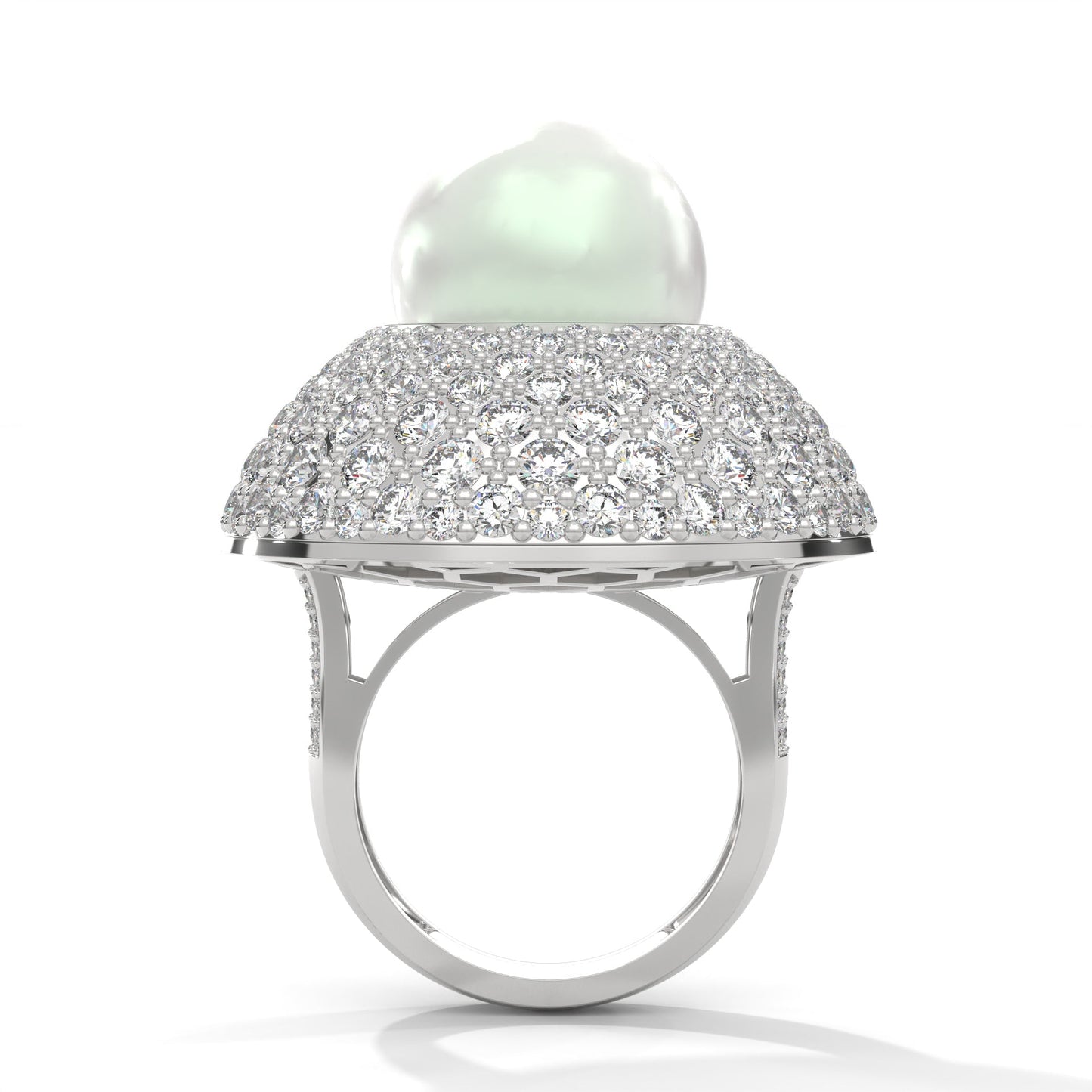 Celestia 5.88 CTW Lab-Grown Diamond & Pearl Halo Ring | 14K & 18K Gold