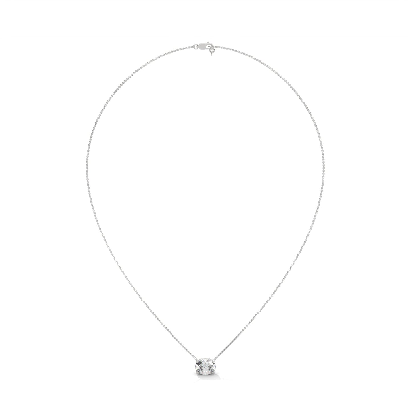 Oval-Cut Diamond Pendant Necklace 2.00ct E-VS1 | 14K Gold | 16”&18” Chain
