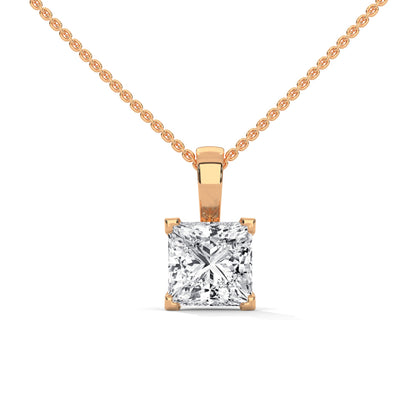 Princess-Cut Diamond Pendant Necklace 2.00ct E-VS1 | 14K Gold | 16” & 18” Chain