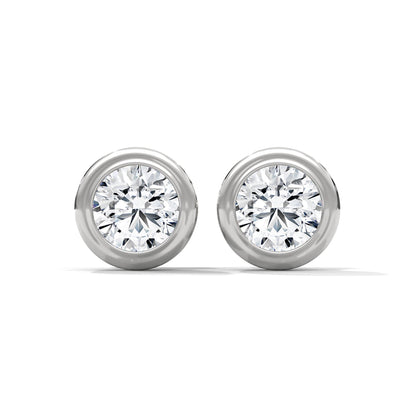 Modern Bezel-Set Round Diamond Stud Earrings in 14K Gold | 2-6 CTW