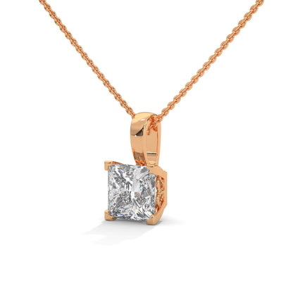 Princess-Cut Diamond Pendant Necklace 2.00ct E-VS1 | 14K Gold | 16” & 18” Chain