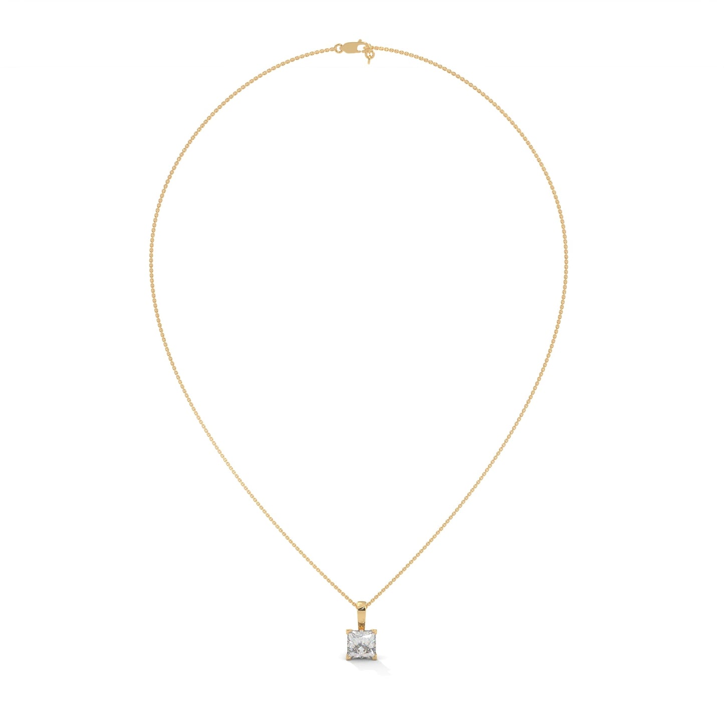 Princess-Cut Diamond Pendant Necklace 2.00ct E-VS1 | 14K Gold | 16” & 18” Chain