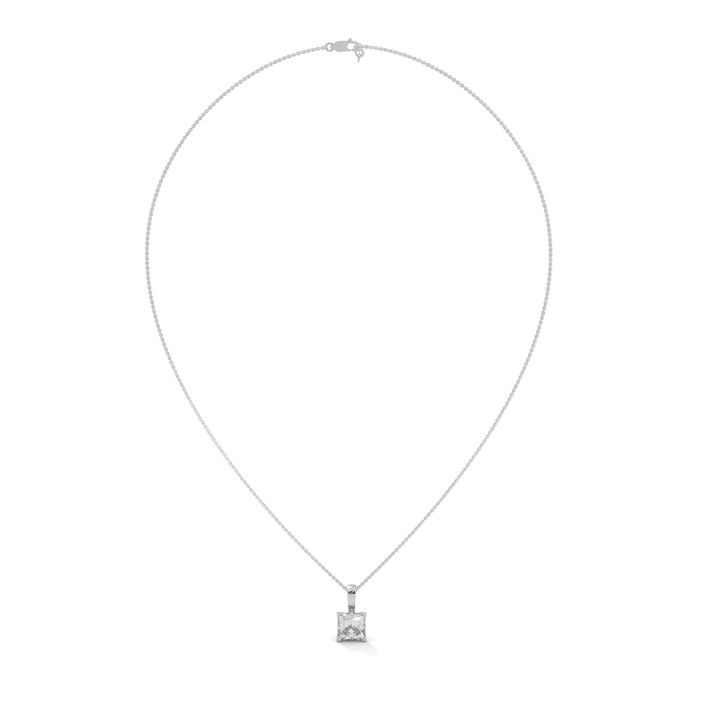 Princess-Cut Diamond Pendant Necklace 2.00ct E-VS1 | 14K Gold | 16” & 18” Chain