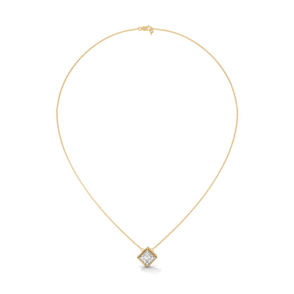 Floating Princess-Cut Diamond Pendant Necklace 2.00ct E-VS1 | 14K Gold| 16” & 18” Chain