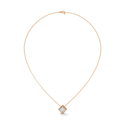 Floating Princess-Cut Diamond Pendant Necklace 2.00ct E-VS1 | 14K Gold| 16” & 18” Chain