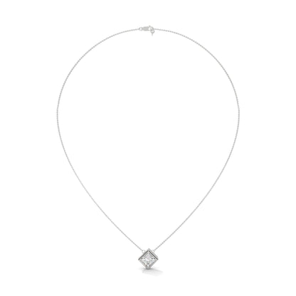 Floating Princess-Cut Diamond Pendant Necklace 2.00ct E-VS1 | 14K Gold| 16” & 18” Chain