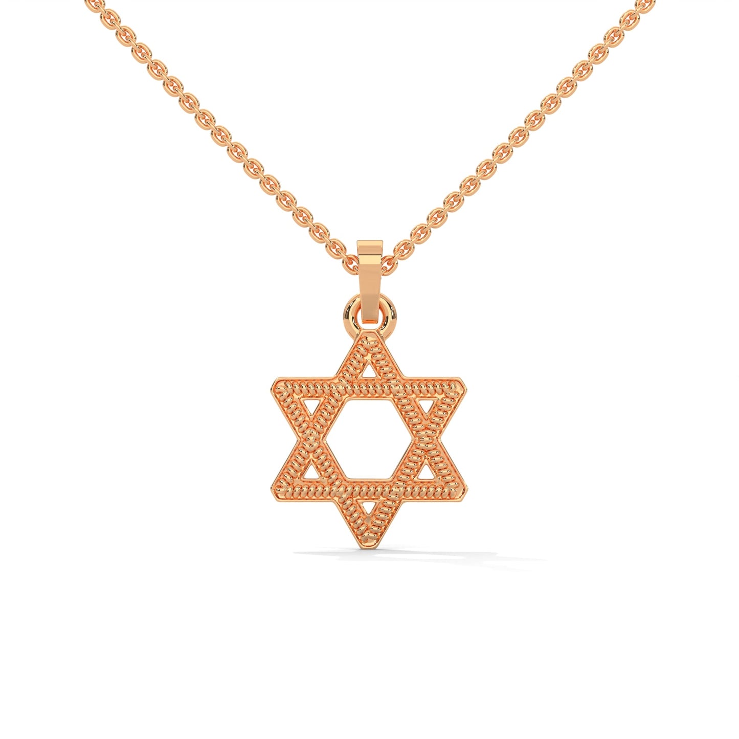 Divine Radiance: 14K Gold Star of David Pendant with Milgrain Detailing