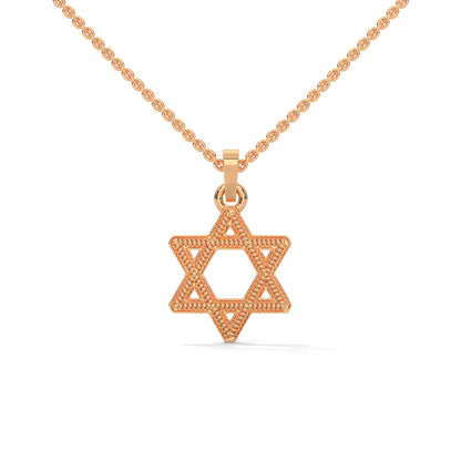 Divine Radiance: 14K Gold Star of David Pendant with Milgrain Detailing