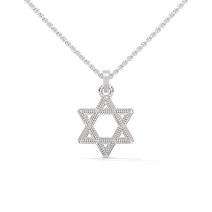 Divine Radiance: 14K Gold Star of David Pendant with Milgrain Detailing
