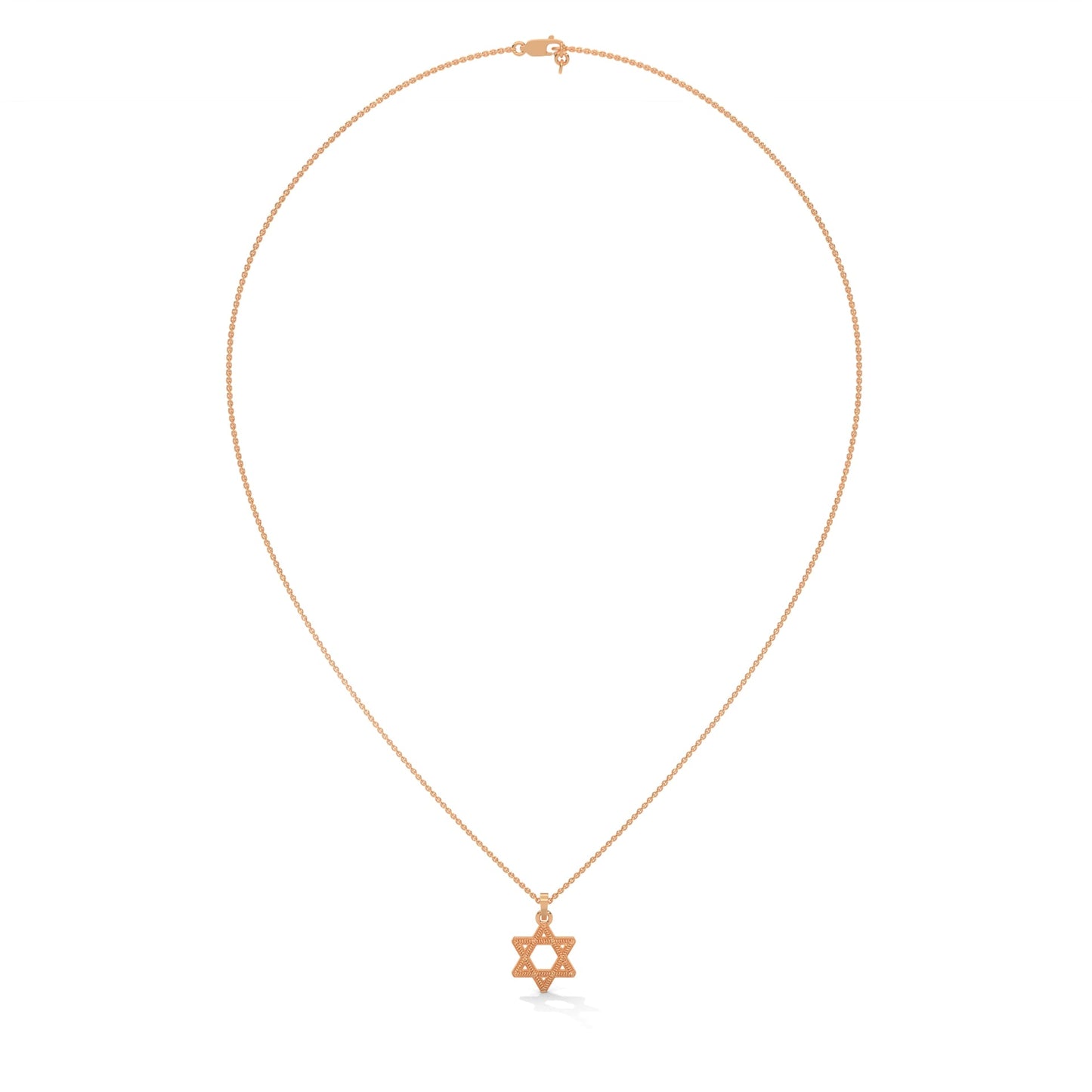 Divine Radiance: 14K Gold Star of David Pendant with Milgrain Detailing