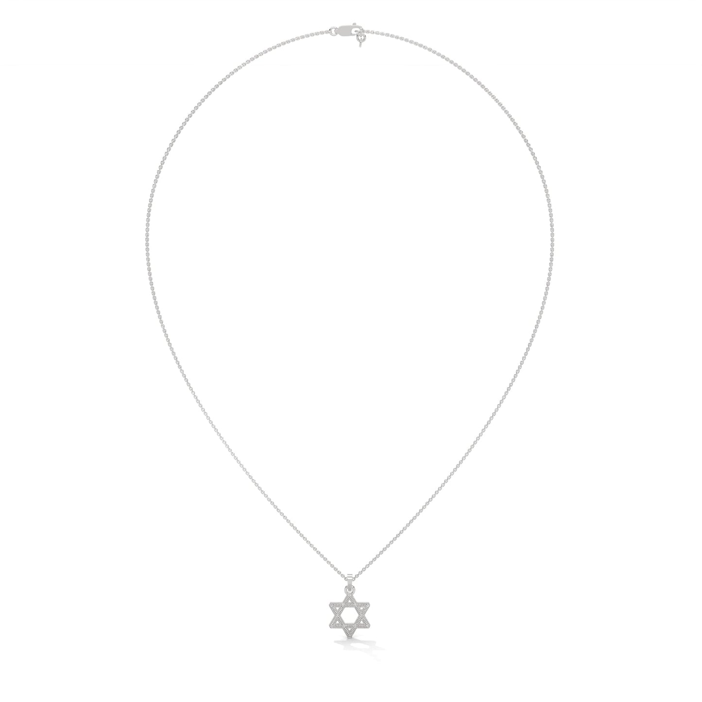 Divine Radiance: 14K Gold Star of David Pendant with Milgrain Detailing