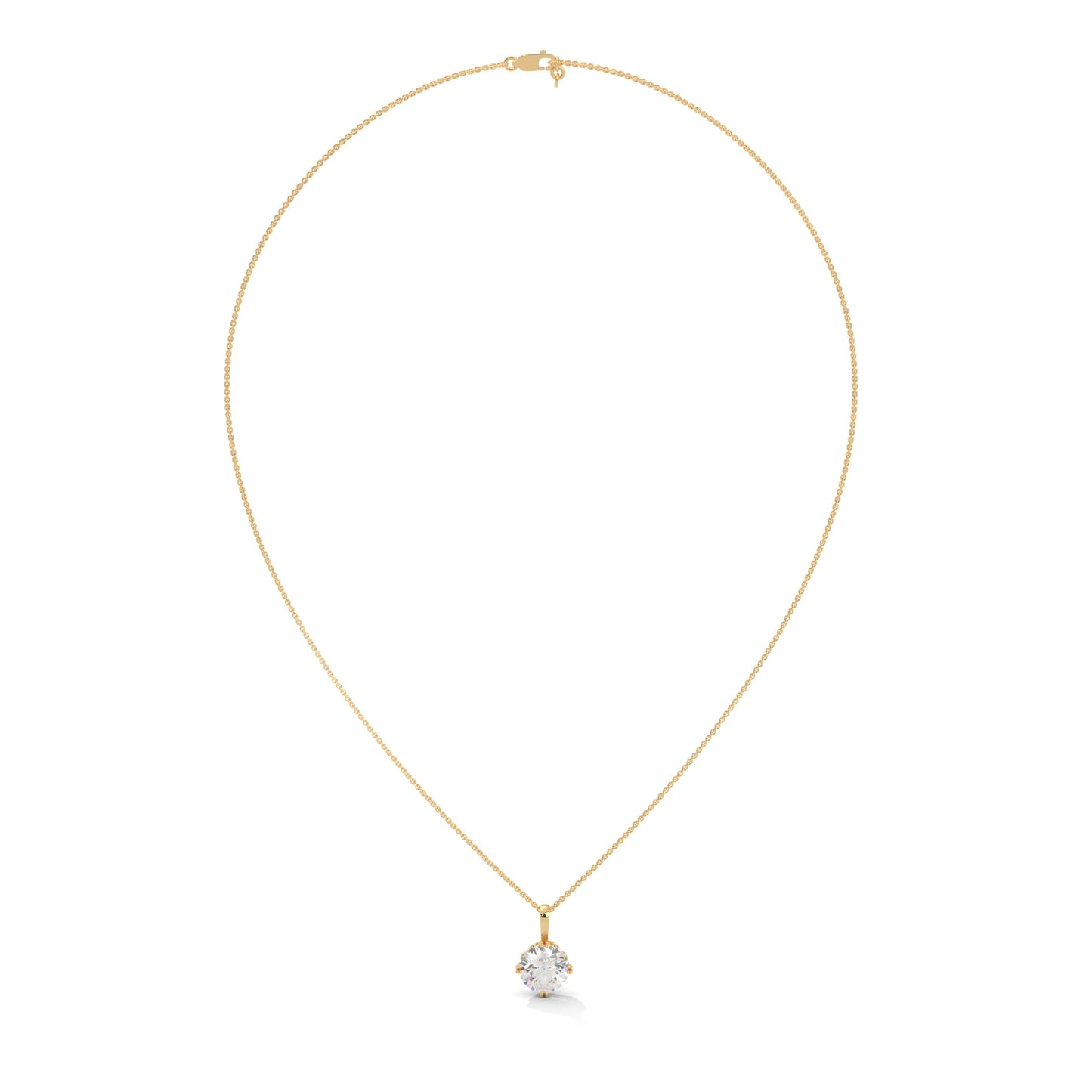 Round-Cut Diamond Pendant Necklace  2.75ct E-VS1 | 14K Gold | 16” & 18” Chain