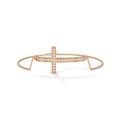 Elegant Round Lab-Grown Diamond Gold Cross Bracelet | 0.36 CTW