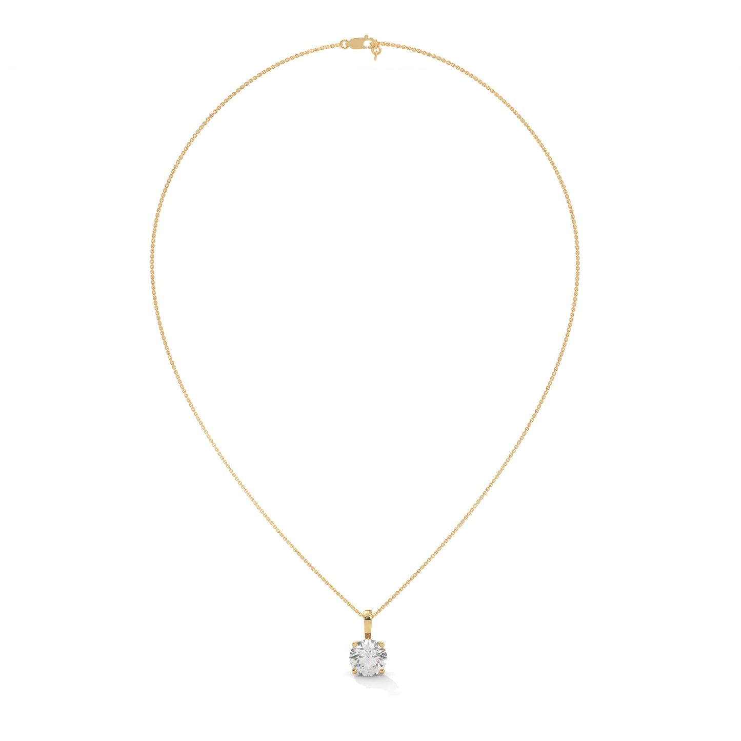 Round-Cut Diamond Pendant Necklace 2.75ct E-VS1 | 14K Gold | 16”&18” Chain
