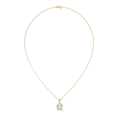 Round-Cut Diamond Pendant Necklace 2.75ct E-VS1 | 14K Gold | 16”&18” Chain