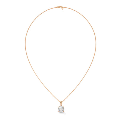 Round-Cut Diamond Pendant Necklace 2.75ct E-VS1 | 14K Gold | 16”&18” Chain