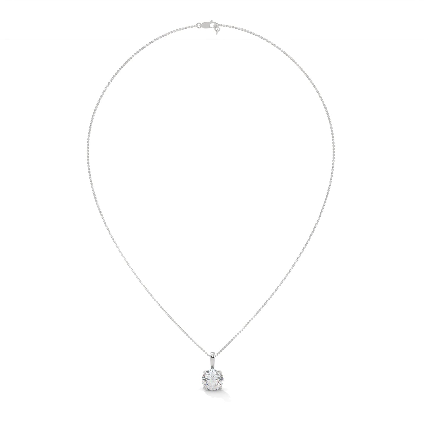 Round-Cut Diamond Pendant Necklace 2.75ct E-VS1 | 14K Gold | 16”&18” Chain