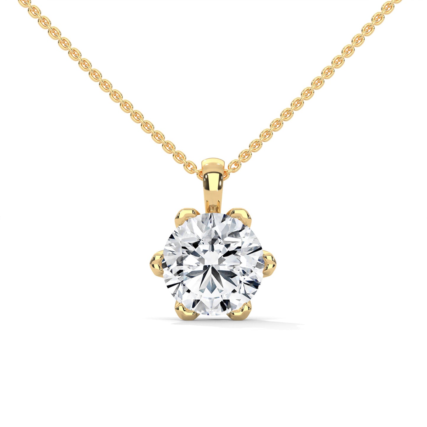 Round-Cut Diamond Pendant Necklace 2.43ct E-VS1 | 14K Gold |16”&18” Chain