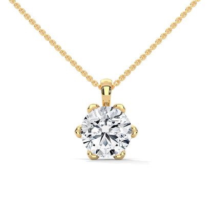 Round-Cut Diamond Pendant Necklace 2.43ct E-VS1 | 14K Gold |16”&18” Chain