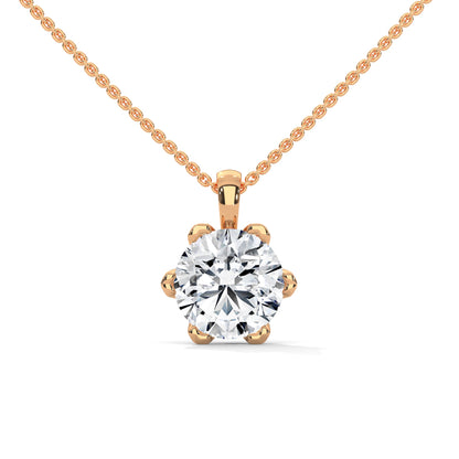 Round-Cut Diamond Pendant Necklace 2.43ct E-VS1 | 14K Gold |16”&18” Chain