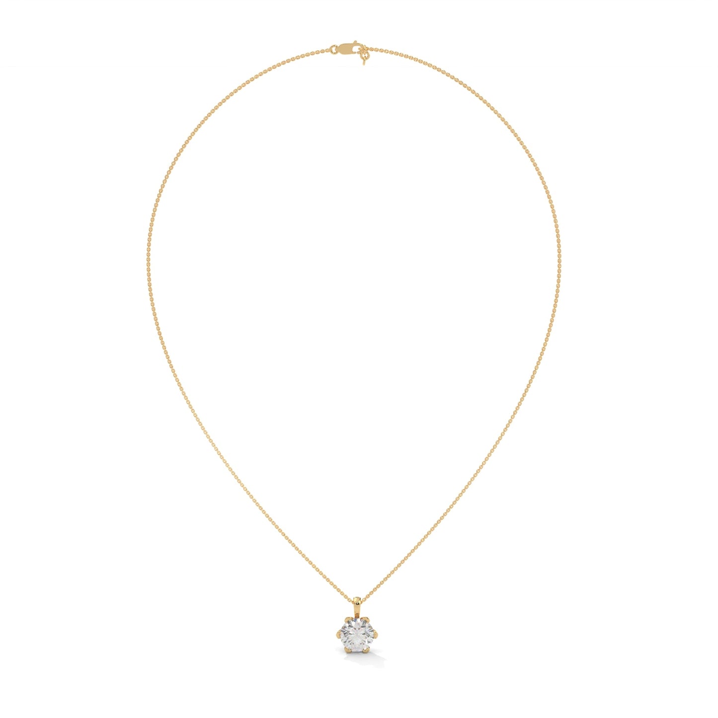 Round-Cut Diamond Pendant Necklace 2.43ct E-VS1 | 14K Gold |16”&18” Chain