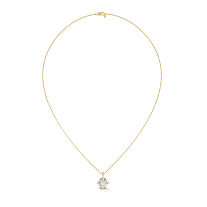 Round-Cut Diamond Pendant Necklace 2.43ct E-VS1 | 14K Gold |16”&18” Chain