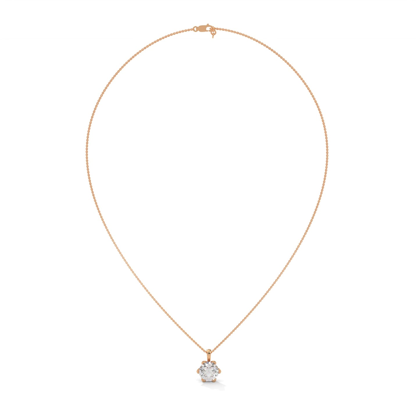 Round-Cut Diamond Pendant Necklace 2.43ct E-VS1 | 14K Gold |16”&18” Chain