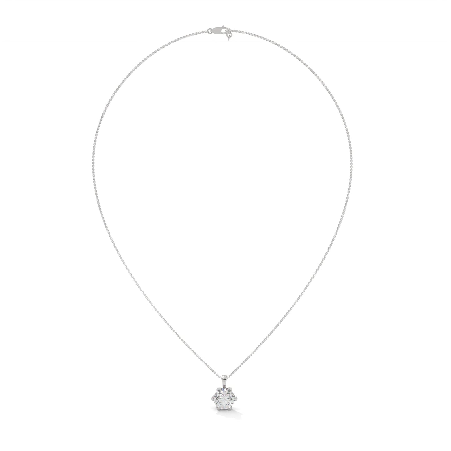 Round-Cut Diamond Pendant Necklace 2.43ct E-VS1 | 14K Gold |16”&18” Chain