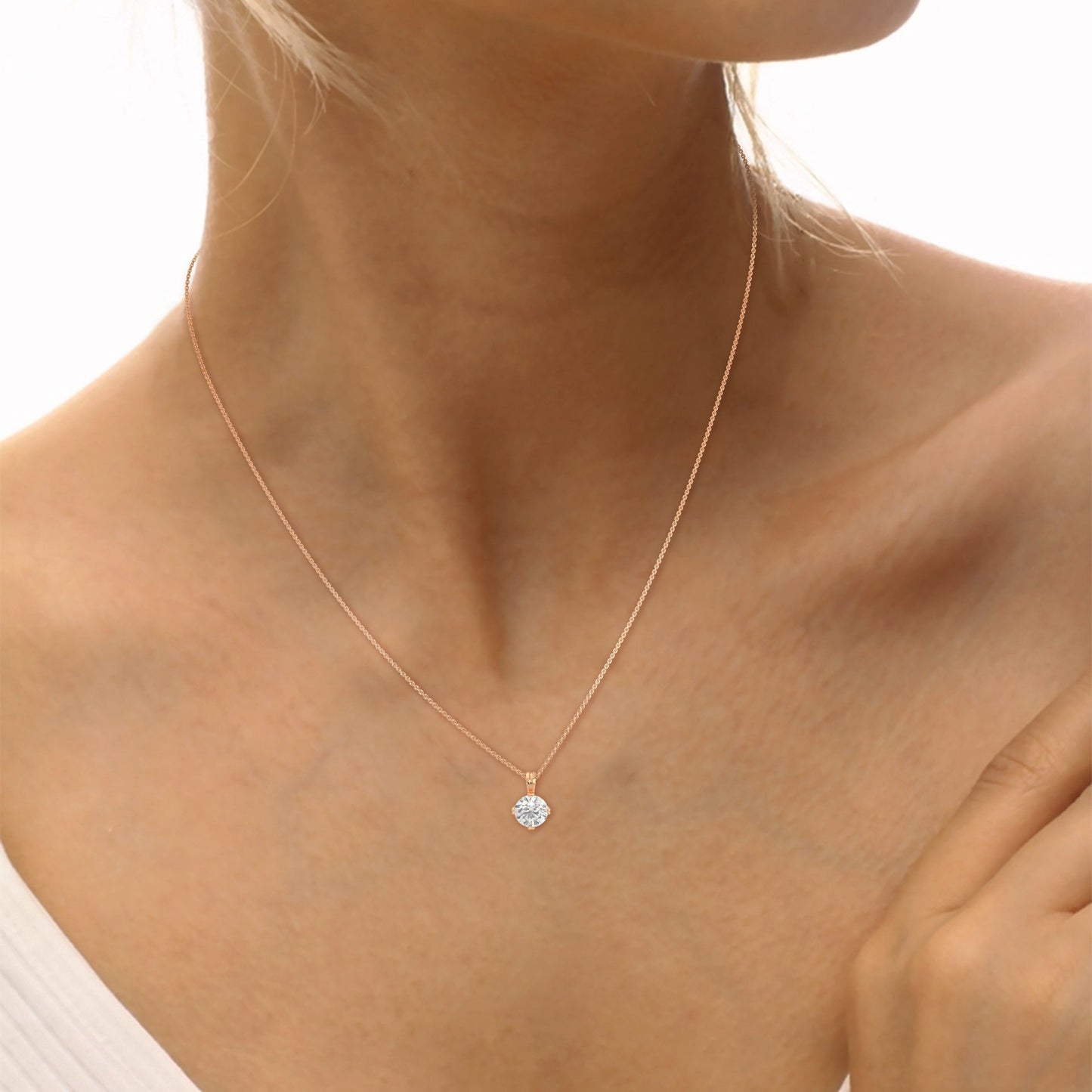 Celestial Spark Round-Cut Diamond 14K Gold Pendant Necklace| 2.00Ct