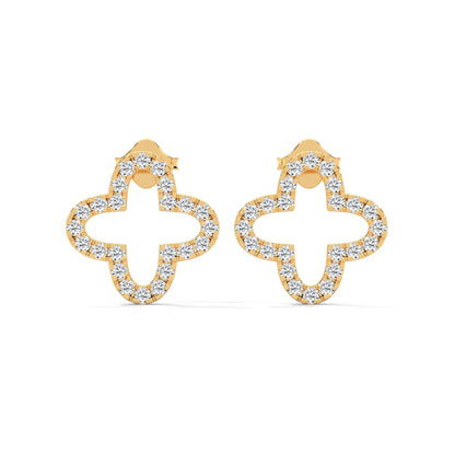 Diamond Pave Clover Hoop Earrings in 14K & 18 K Gold | 0.76 Ctw