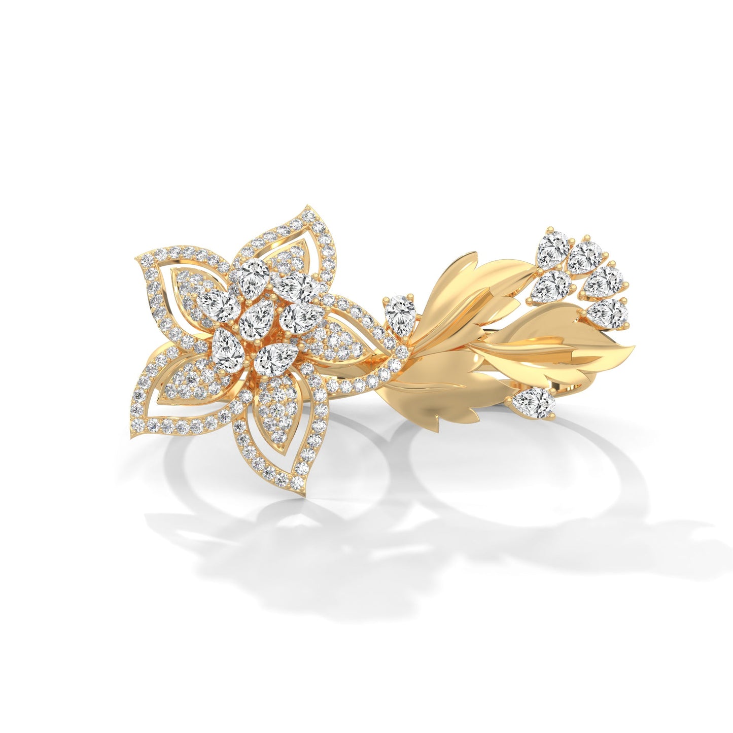 BlossomLuxe 0.93 CTW Lab-Grown Diamond Floral Dual Ring | 14K & 18K Gold