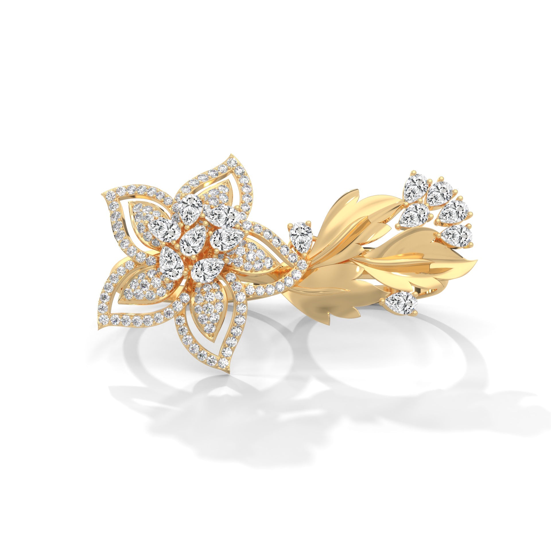 BlossomLuxe 0.93 CTW Lab-Grown Diamond Floral Dual Ring | 14K & 18K Gold
