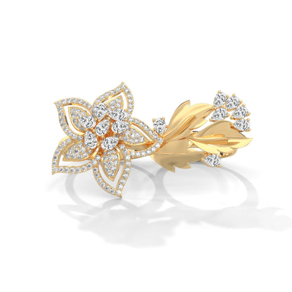 BlossomLuxe 0.93 CTW Lab-Grown Diamond Floral Dual Ring | 14K & 18K Gold