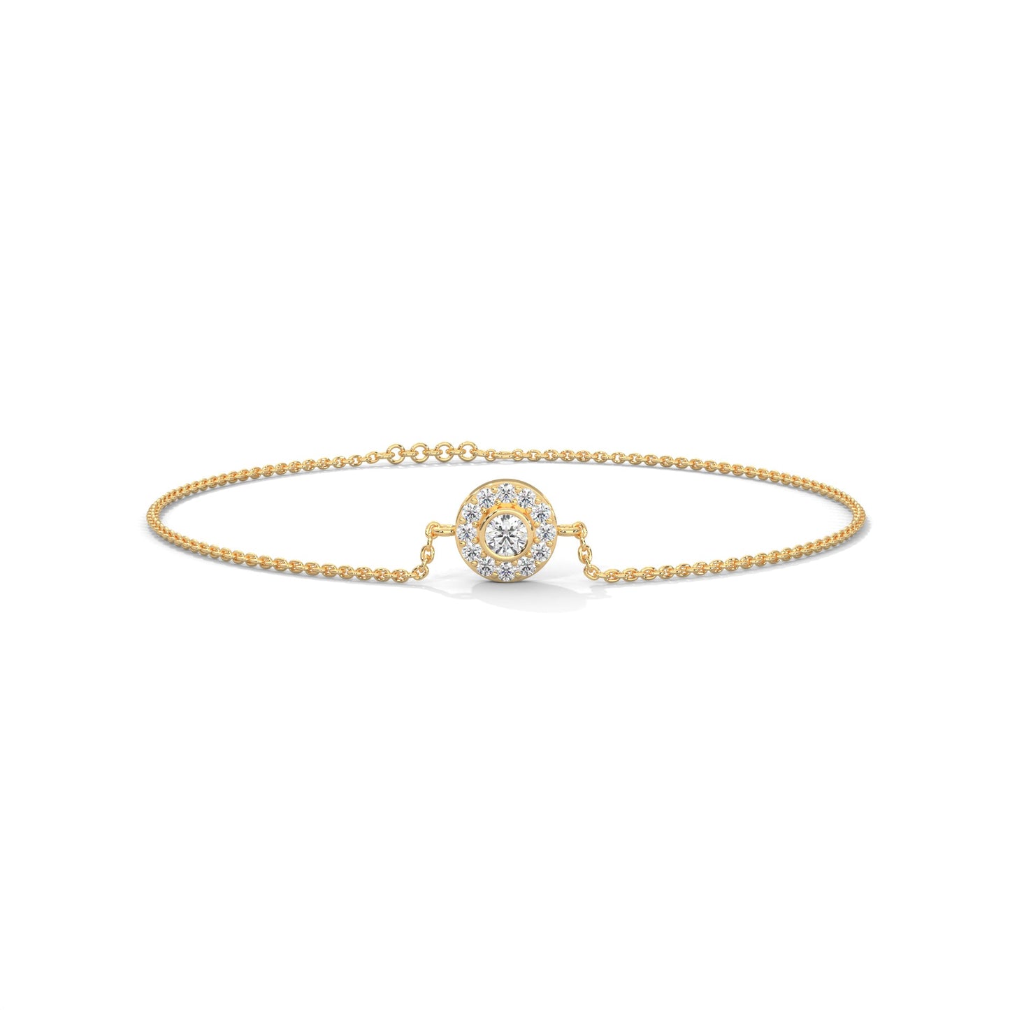Elegant Round Lab-Grown Diamond Halo Gold Bracelet | 0.25 CTW