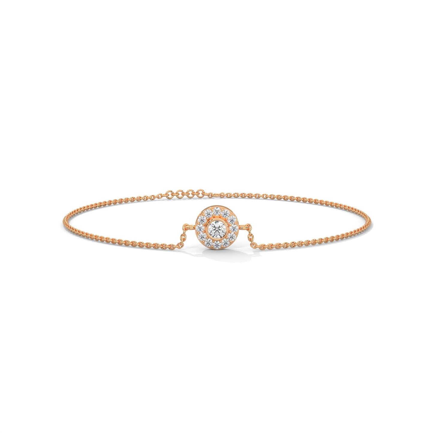 Elegant Round Lab-Grown Diamond Halo Gold Bracelet | 0.25 CTW