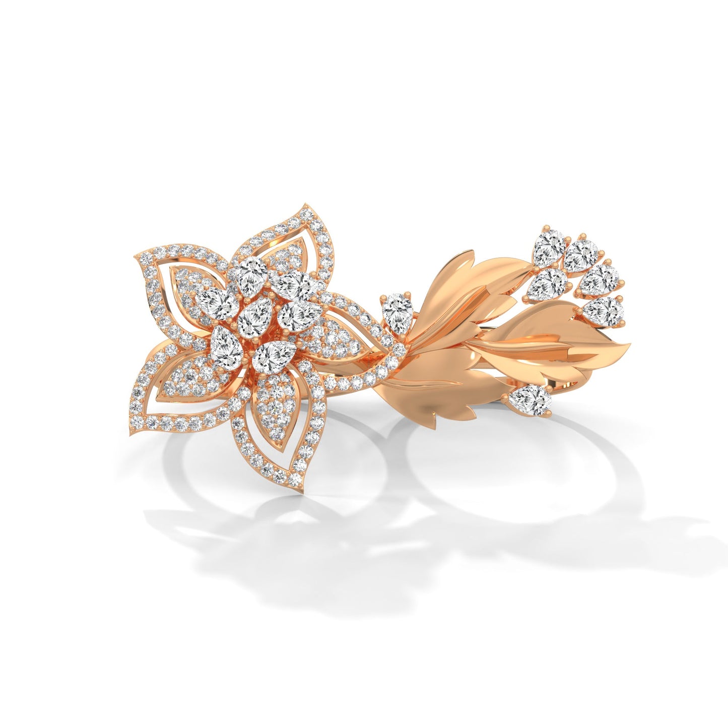 BlossomLuxe 0.93 CTW Lab-Grown Diamond Floral Dual Ring | 14K & 18K Gold