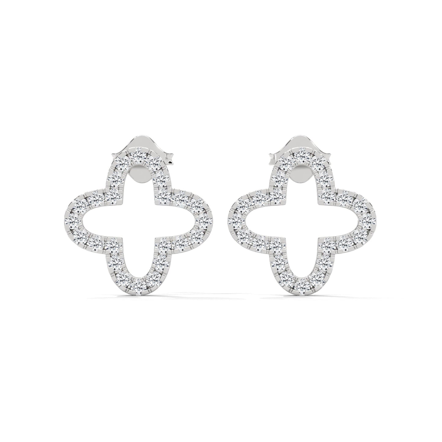 Diamond Pave Clover Hoop Earrings in 14K & 18 K Gold | 0.76 Ctw