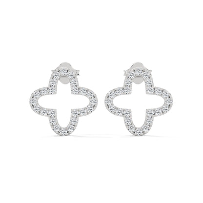 Diamond Pave Clover Hoop Earrings in 14K & 18 K Gold | 0.76 Ctw