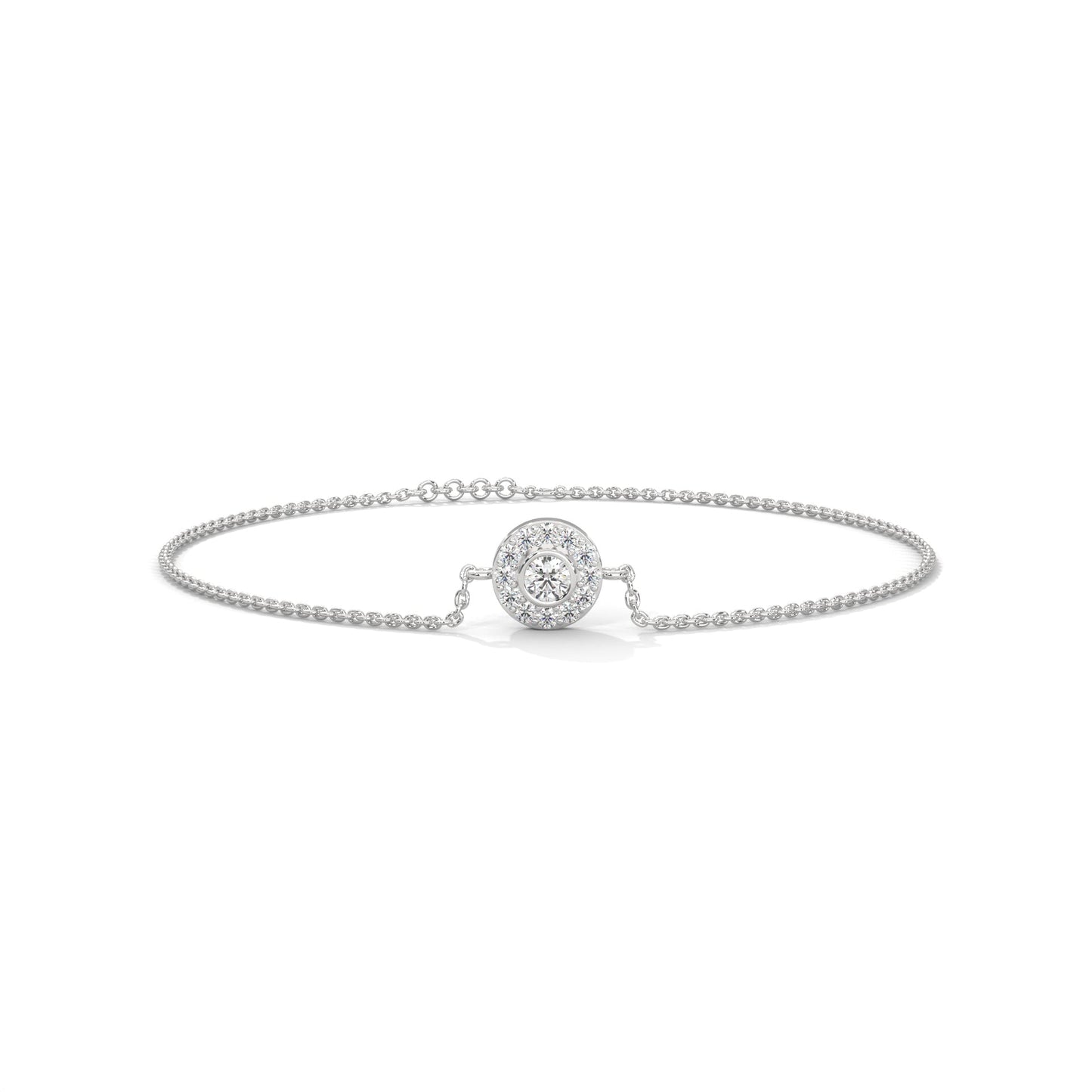 Elegant Round Lab-Grown Diamond Halo Gold Bracelet | 0.25 CTW