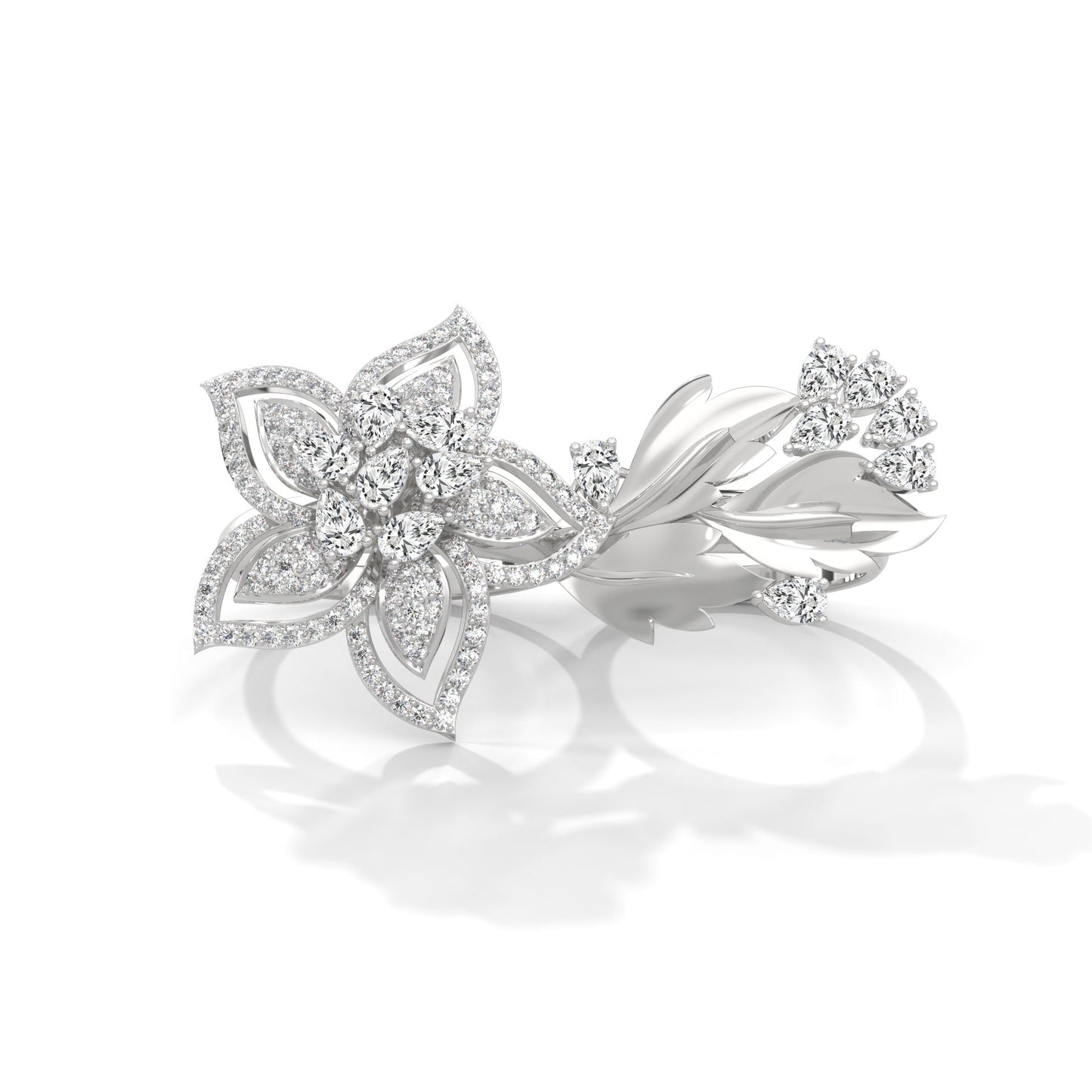 BlossomLuxe 0.93 CTW Lab-Grown Diamond Floral Dual Ring | 14K & 18K Gold