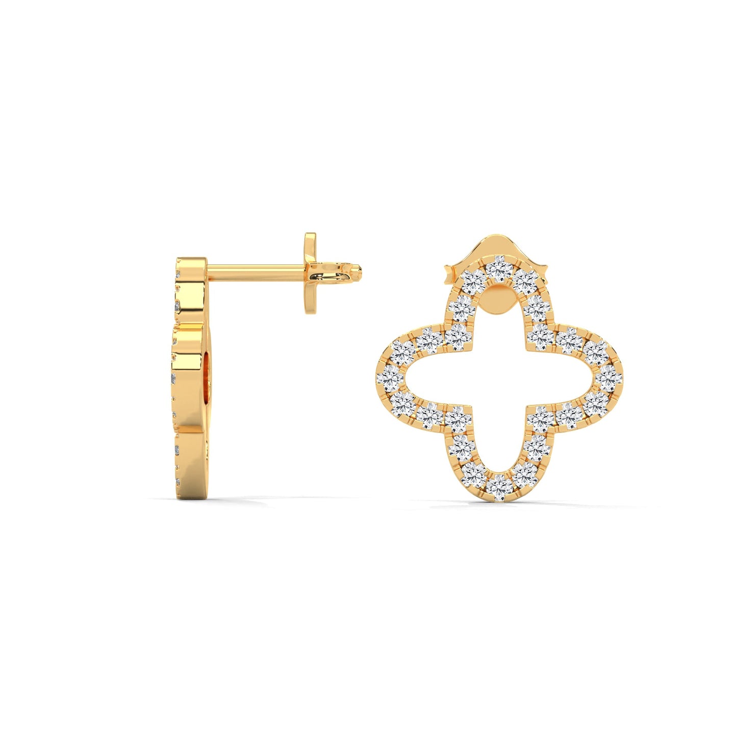 Diamond Pave Clover Hoop Earrings in 14K & 18 K Gold | 0.76 Ctw