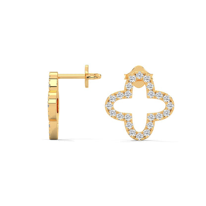 Diamond Pave Clover Hoop Earrings in 14K & 18 K Gold | 0.76 Ctw
