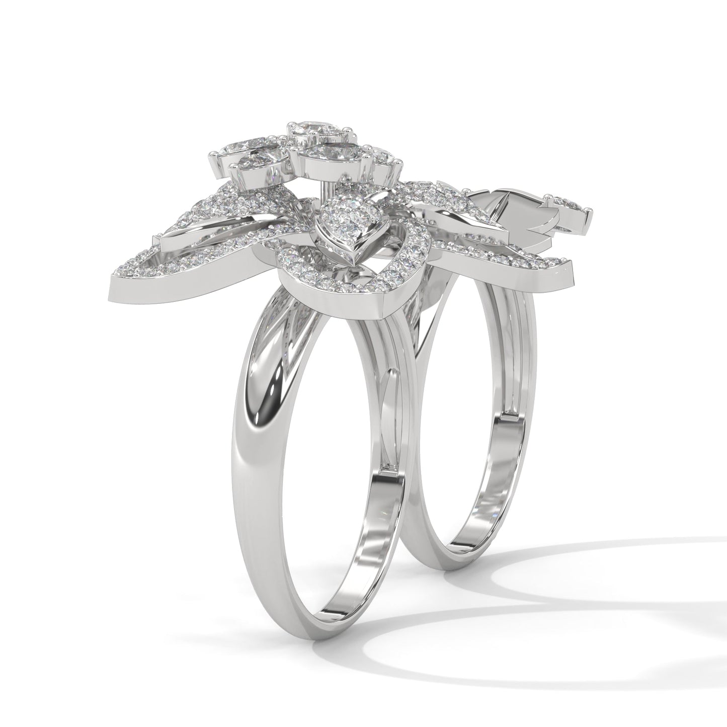 BlossomLuxe 0.93 CTW Lab-Grown Diamond Floral Dual Ring | 14K & 18K Gold