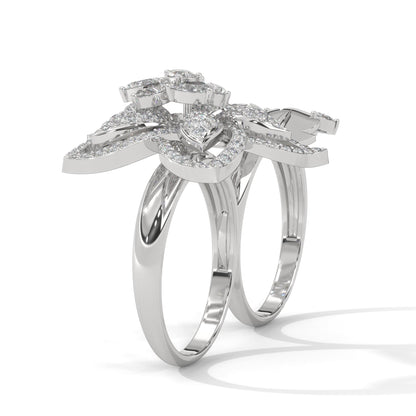 BlossomLuxe 0.93 CTW Lab-Grown Diamond Floral Dual Ring | 14K & 18K Gold