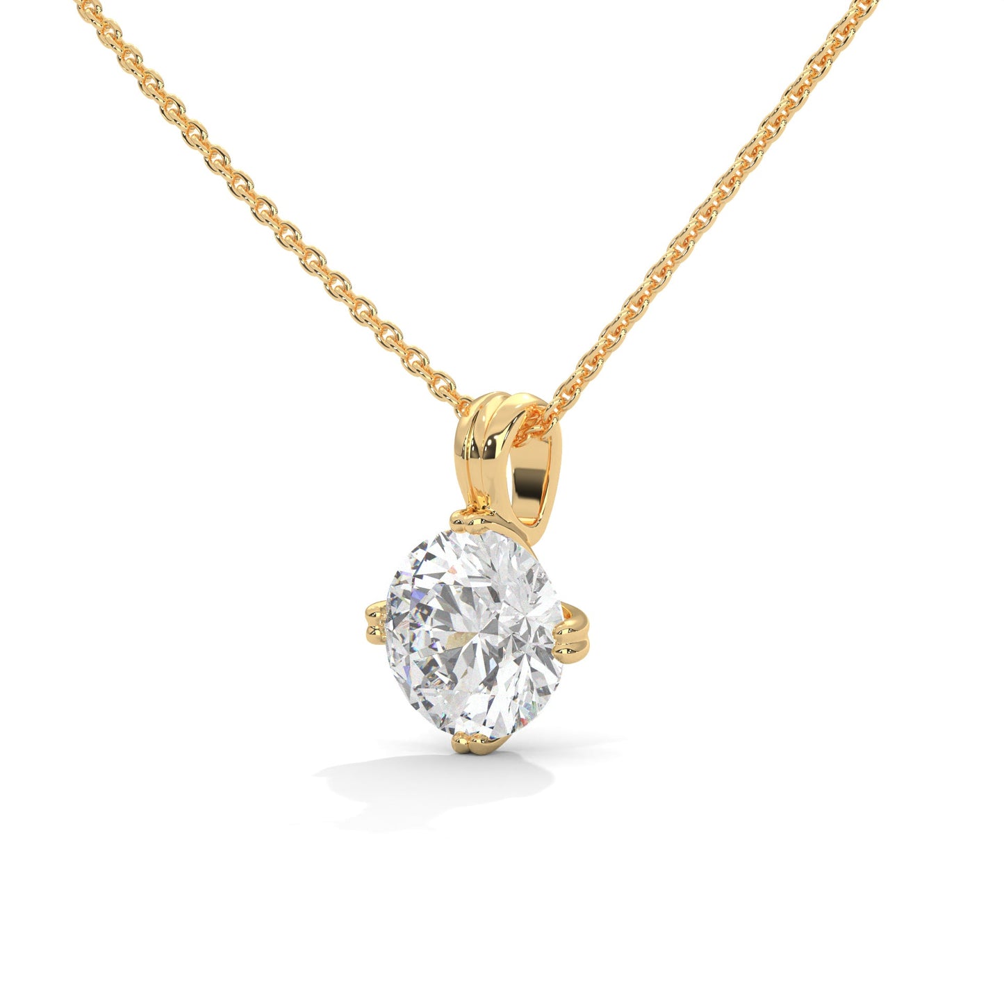 Celestial Spark Round-Cut Diamond 14K Gold Pendant Necklace| 2.00Ct