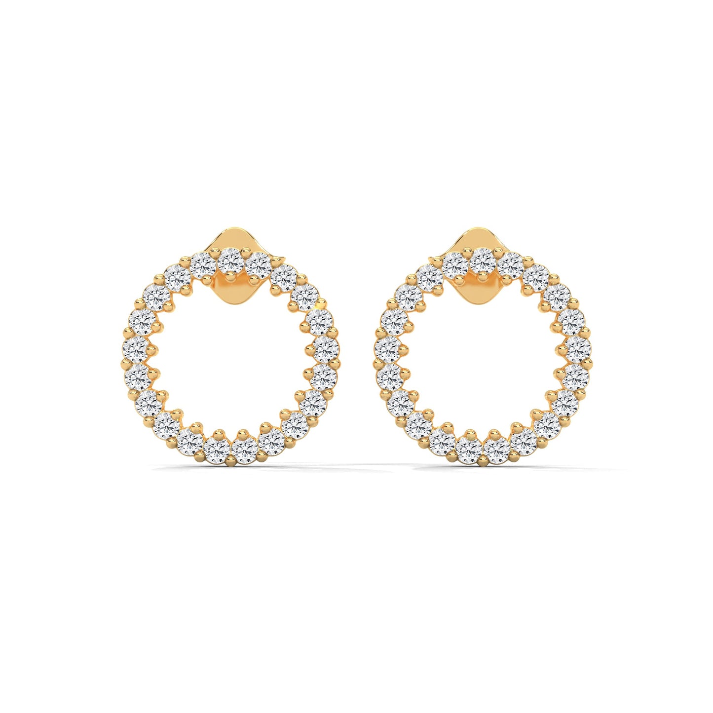 Diamond Pave Circle Stud Earrings | 14K and 18K Gold | 0.42 ctw