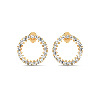 Diamond Pave Circle Stud Earrings | 14K and 18K Gold | 0.42 ctw