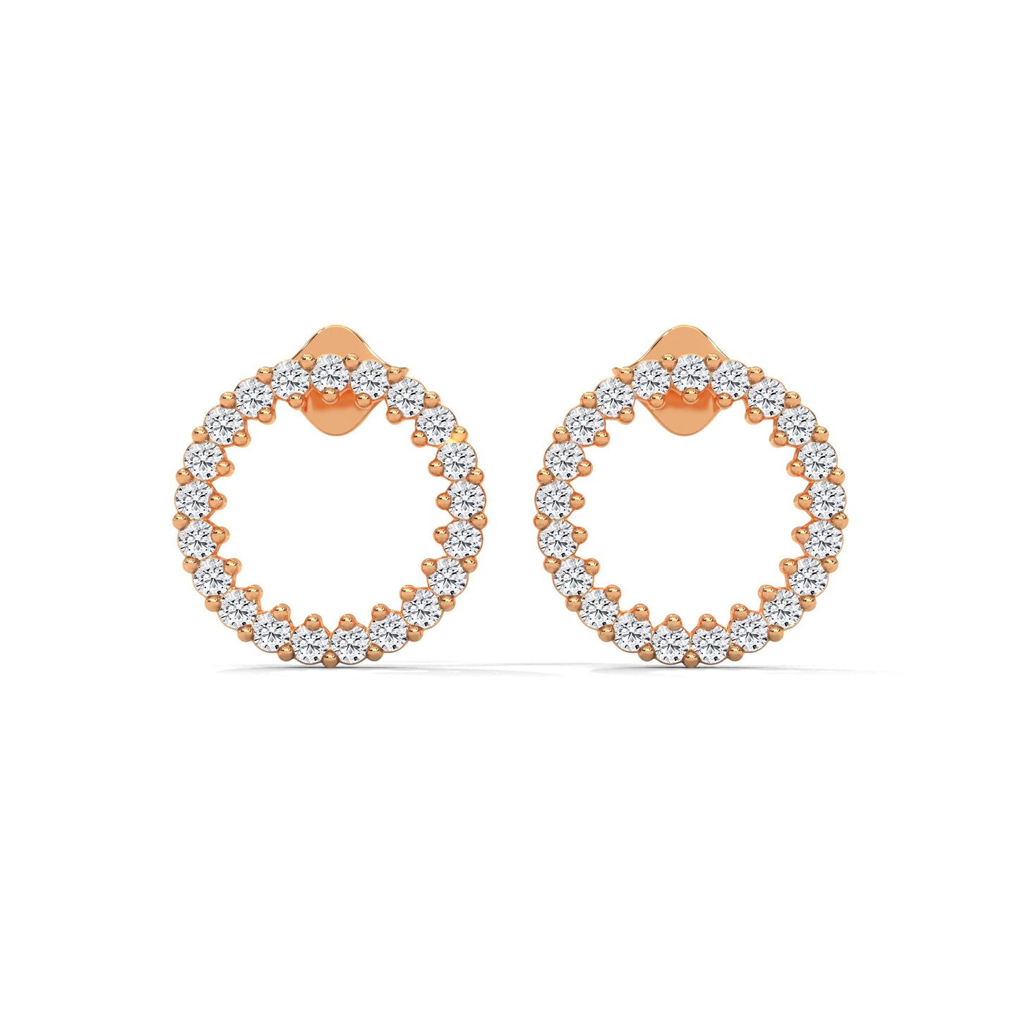 Diamond Pave Circle Stud Earrings | 14K and 18K Gold | 0.42 ctw